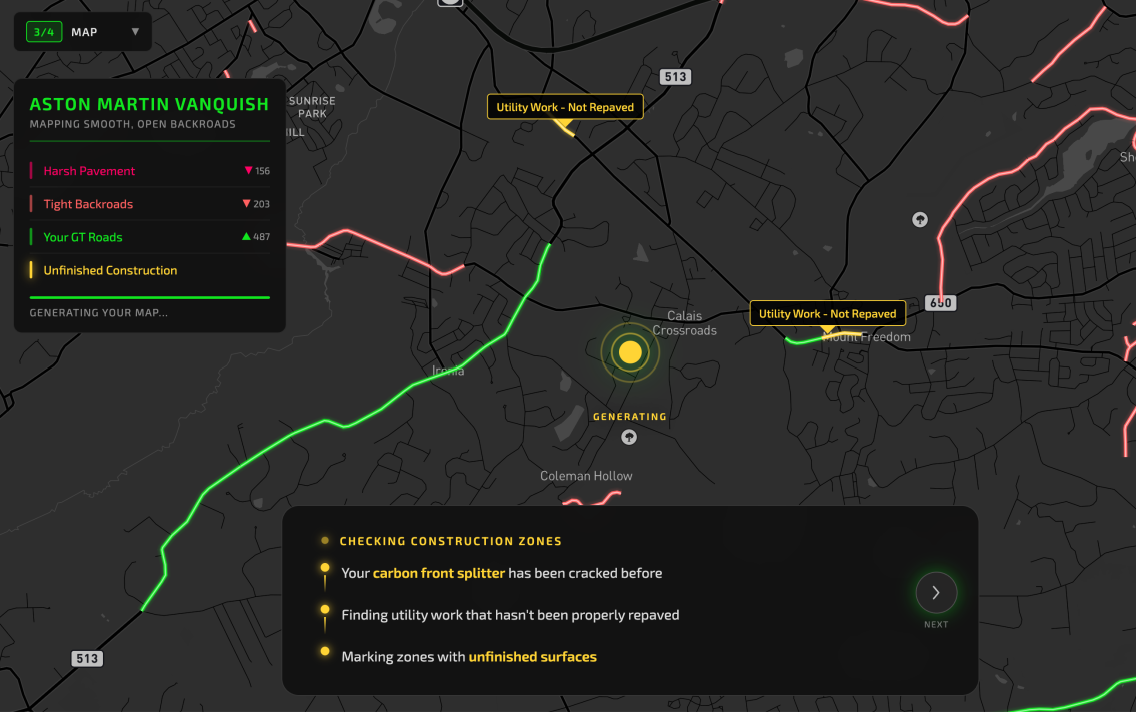 Map showing utility work areas that have not been repaved