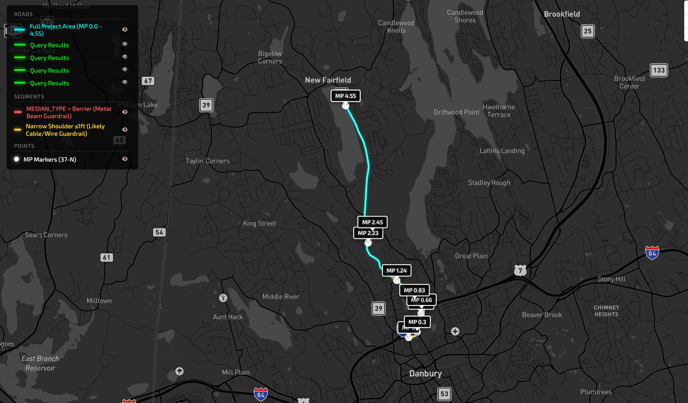 Route 37 guardrail project overview showing full scope